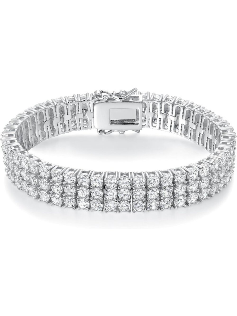Stunning 2 & 3 Row 3mm Round Cut Cubic Zirconia Tennis Bracelets - Sparkling